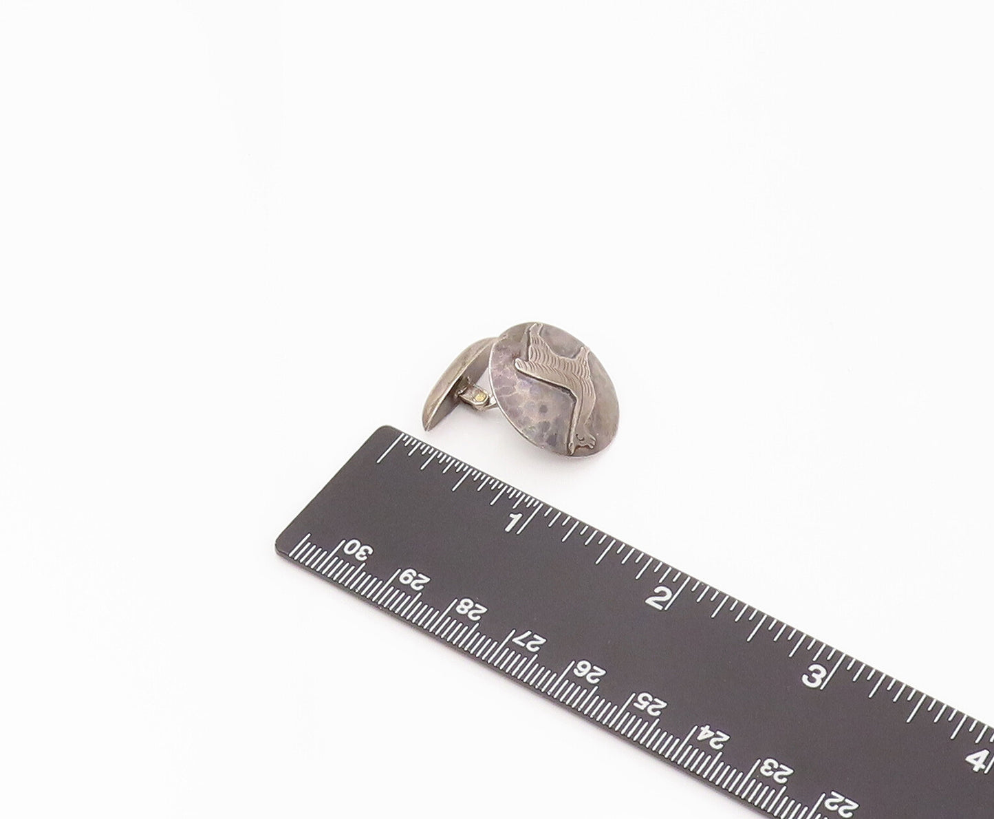 925 Sterling Silver Vintage Round Carved Happy Sheep Cuff Links TR3473