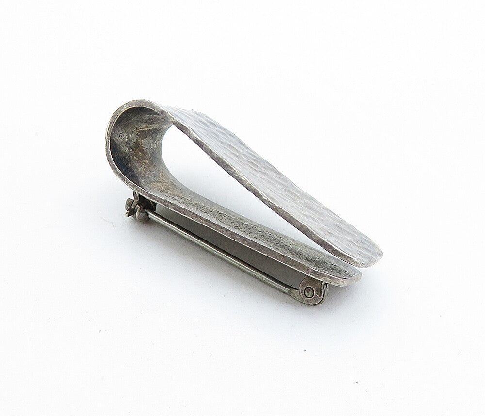 925 Sterling Silver Vintage Antique Hammered Oxidized Brooch Pin BP2471