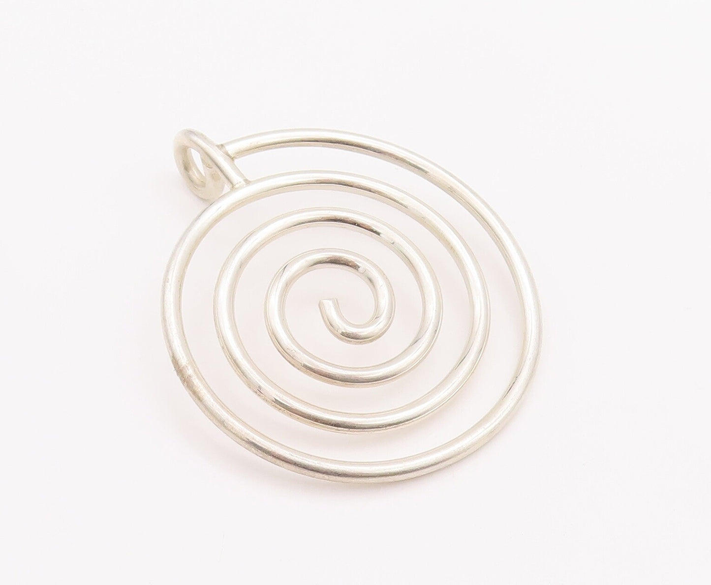 925 Sterling Silver Vintage Pendant Solid Wire Carved Spiraled Coil  PT22973