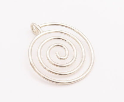925 Sterling Silver Vintage Pendant Solid Wire Carved Spiraled Coil  PT22973