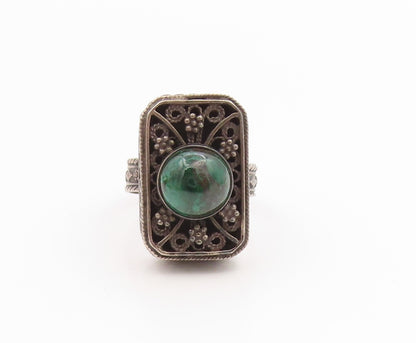 925 Sterling Silver Vintage Ring ISRAEL Eilat Stone Openwork Band  Sz 9  RG35671