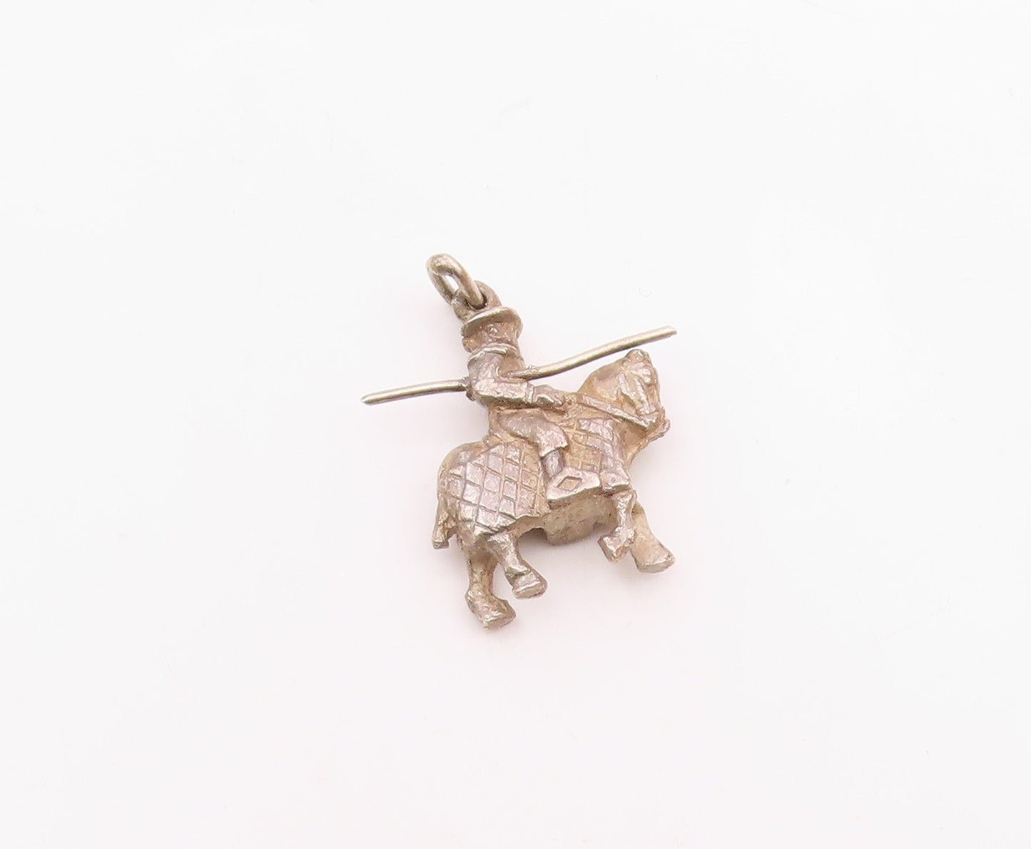 925 Sterling Silver  Vintage Petite Knight On Horse Motif Pendant  PT17308