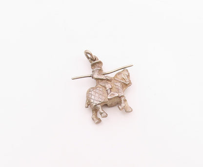 925 Sterling Silver  Vintage Petite Knight On Horse Motif Pendant  PT17308