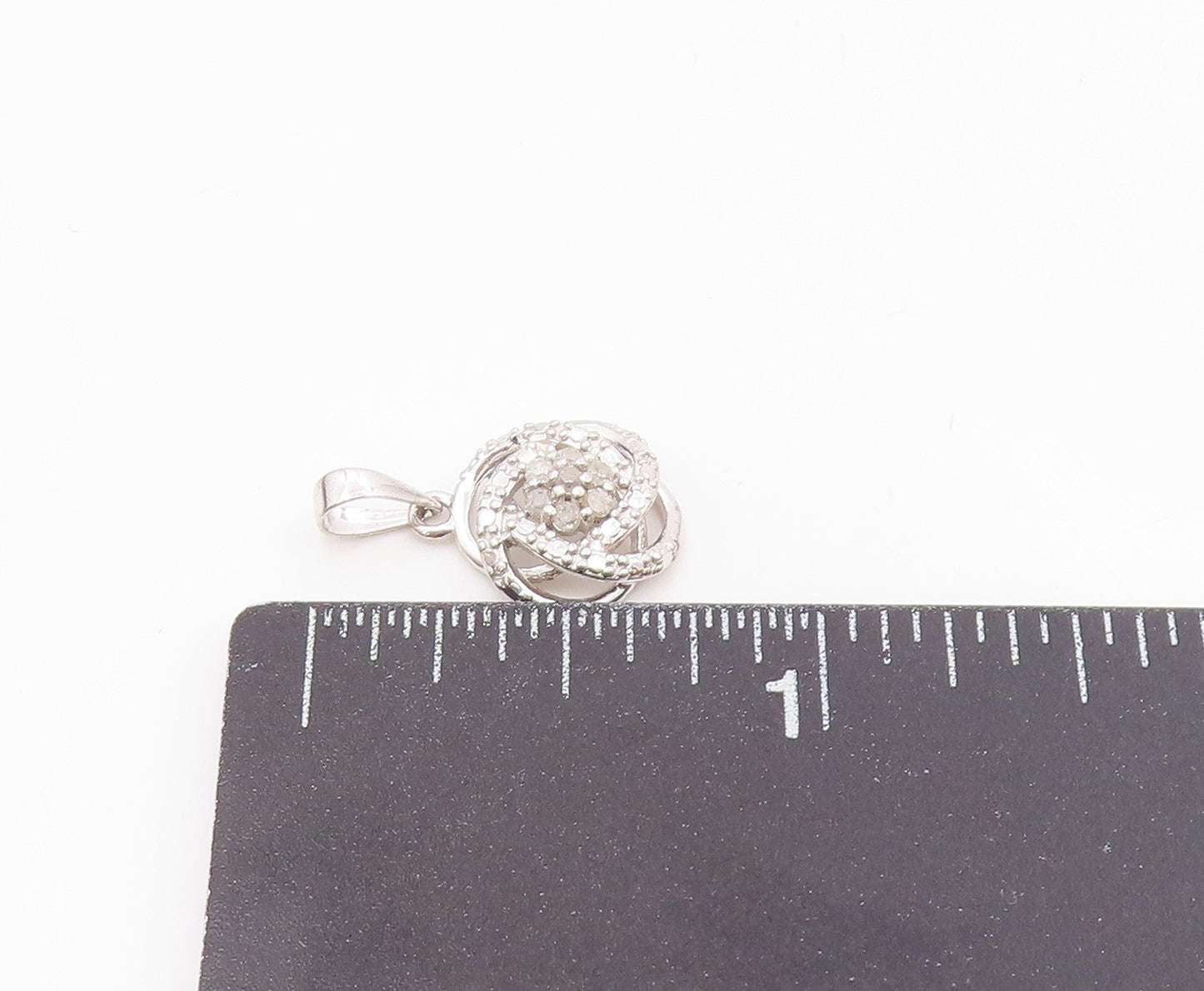 925 Sterling Silver  Genuine Diamonds Floral Knot Design Pendant  PT10373