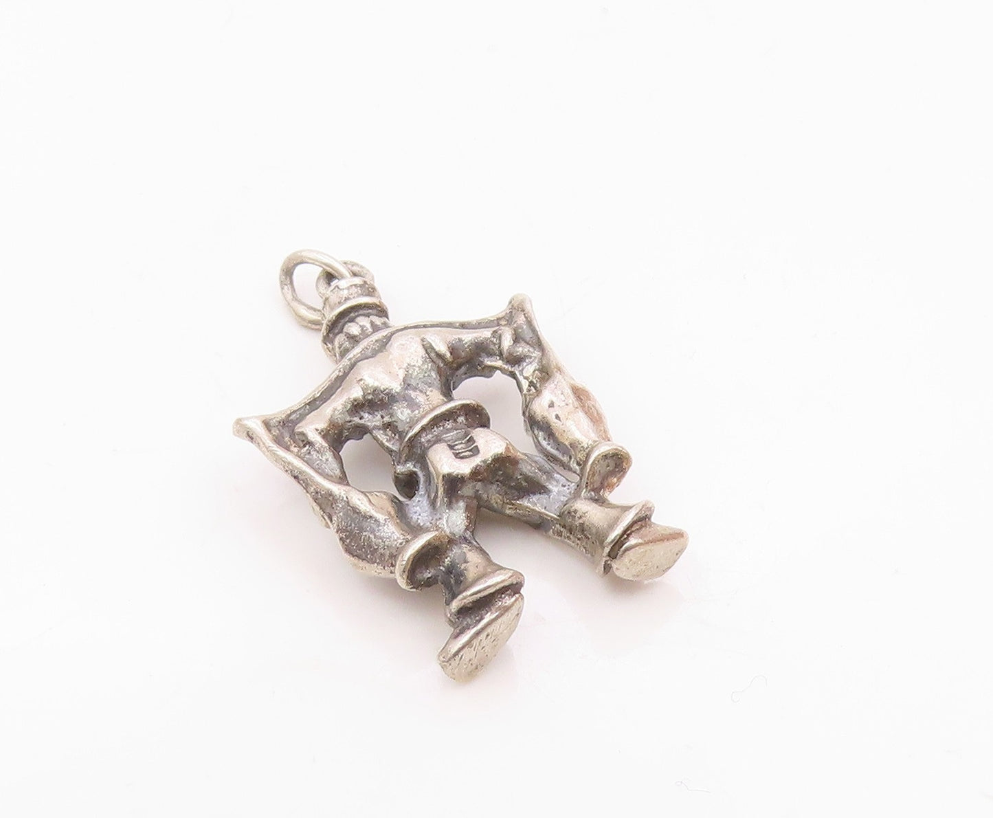 925 Sterling Silver  Vintage Man With Carrying Stick Oxidized Pendant  PT17379