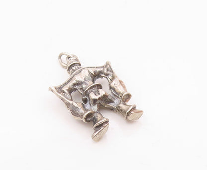 925 Sterling Silver  Vintage Man With Carrying Stick Oxidized Pendant  PT17379