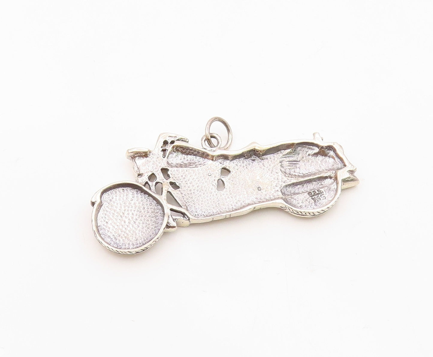 925 Sterling Silver   Vintage Shiny Motorcycle Drop Pendant  PT18252