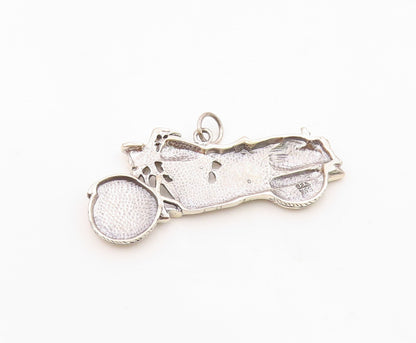 925 Sterling Silver   Vintage Shiny Motorcycle Drop Pendant  PT18252