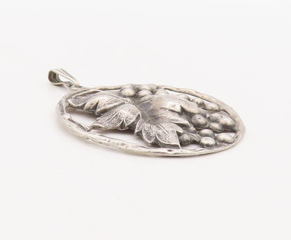 925 Sterling Silver Vintage Pendant Antique Cutout Grape Cluster Plant  PT23585
