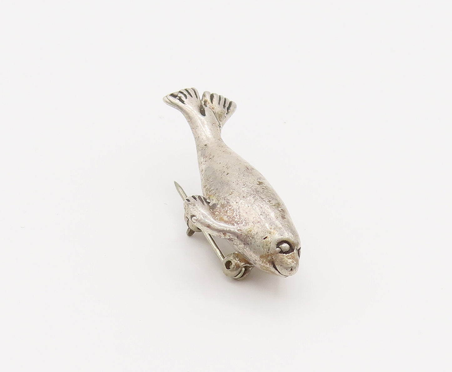 925 Sterling Silver  Vintage Minimalist Ocean Sea Whale Brooch Pin  BP10148