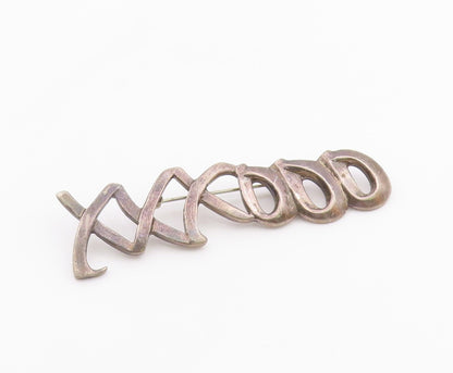 MEXICO 925 Silver  Vintage Minimalist XOXO Hugs & Kisses Brooch Pin  BP10192