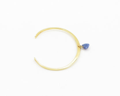 925 Sterling Silver  Vintage Sodalite Gold Plated Shiny Cuff Bracelet  BT7878