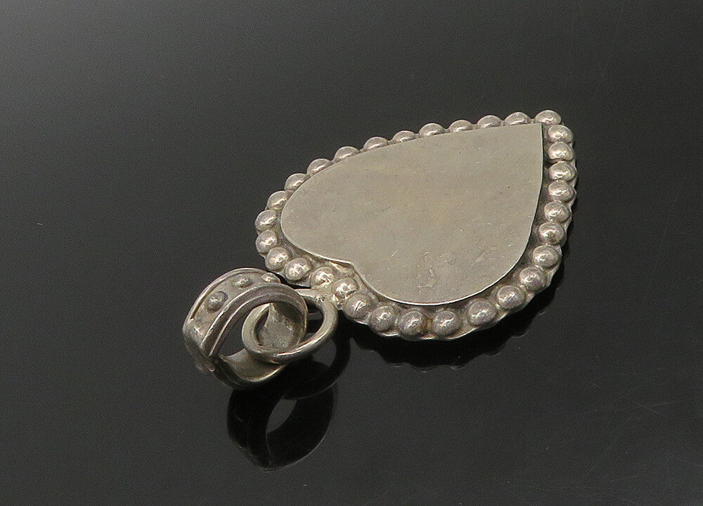 925 Sterling Silver  Vintage Bubble Border Smooth Love Heart Pendant  PT17801