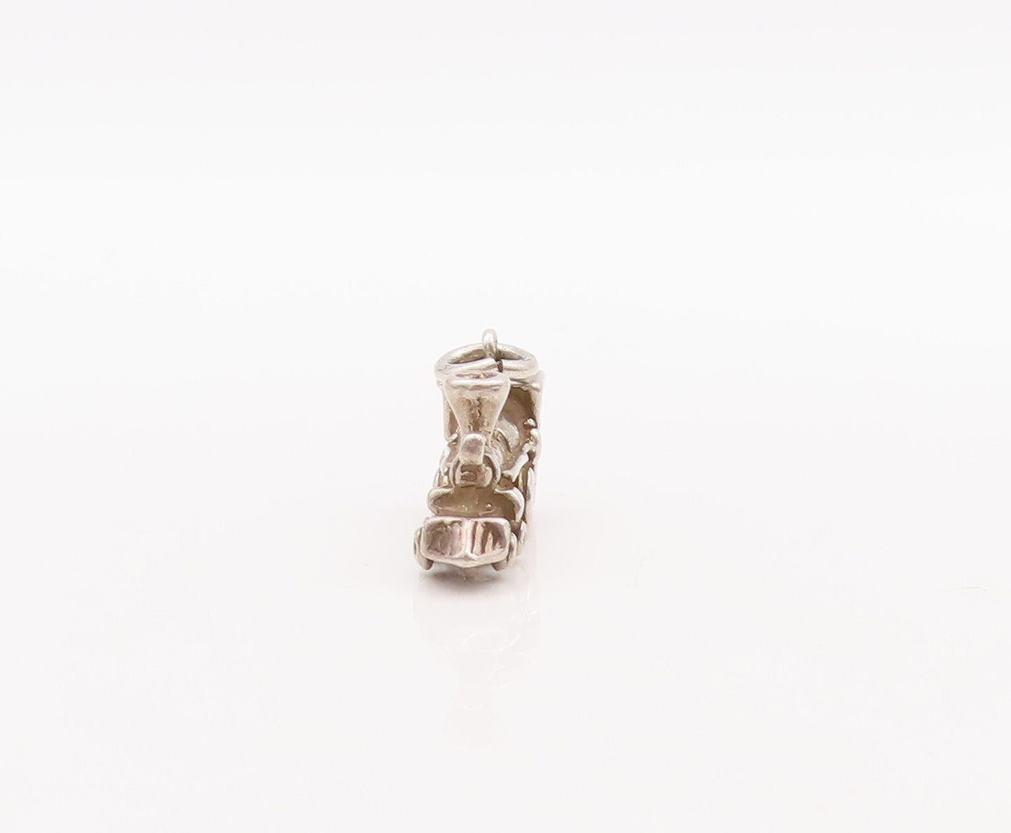 925 Sterling Silver Vintage Pendant Mini Carved Train Engine Charm  PT23472