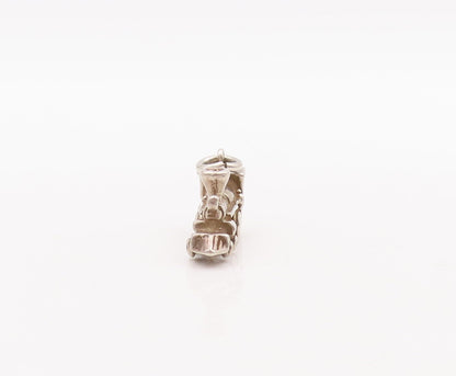 925 Sterling Silver Vintage Pendant Mini Carved Train Engine Charm  PT23472