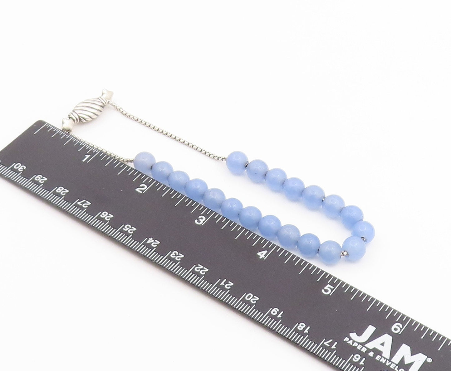 925 Sterling Silver Vintage Bracelet DAVID YURMAN Blue Chalcedony Beads  BT12190