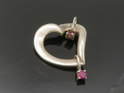 LENOX 925 Sterling Silver  Vintage Ruby & Garnet Love Heart Pendant  PT19992
