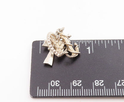 925 Sterling Silver Vintage Pendant Faith Hope Charity Nautical Charm  PT25376