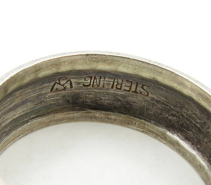 925 Sterling Silver  Vintage Etched Detail Round Band Ring Sz 7  RG15558