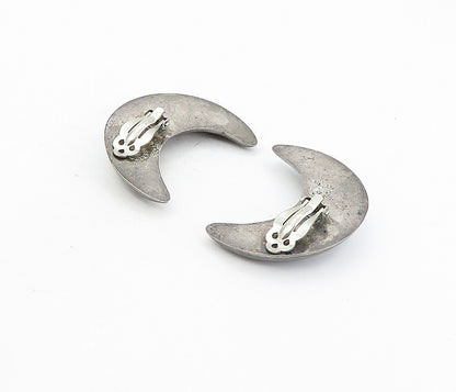 MEXICO 925 Sterling Silver  Vintage Crescent Moon Non Pierce Earrings  EG4307