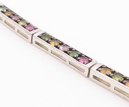 925 Sterling Silver Peridot & Multi Color Topaz Bar Chain Bracelet BT6855