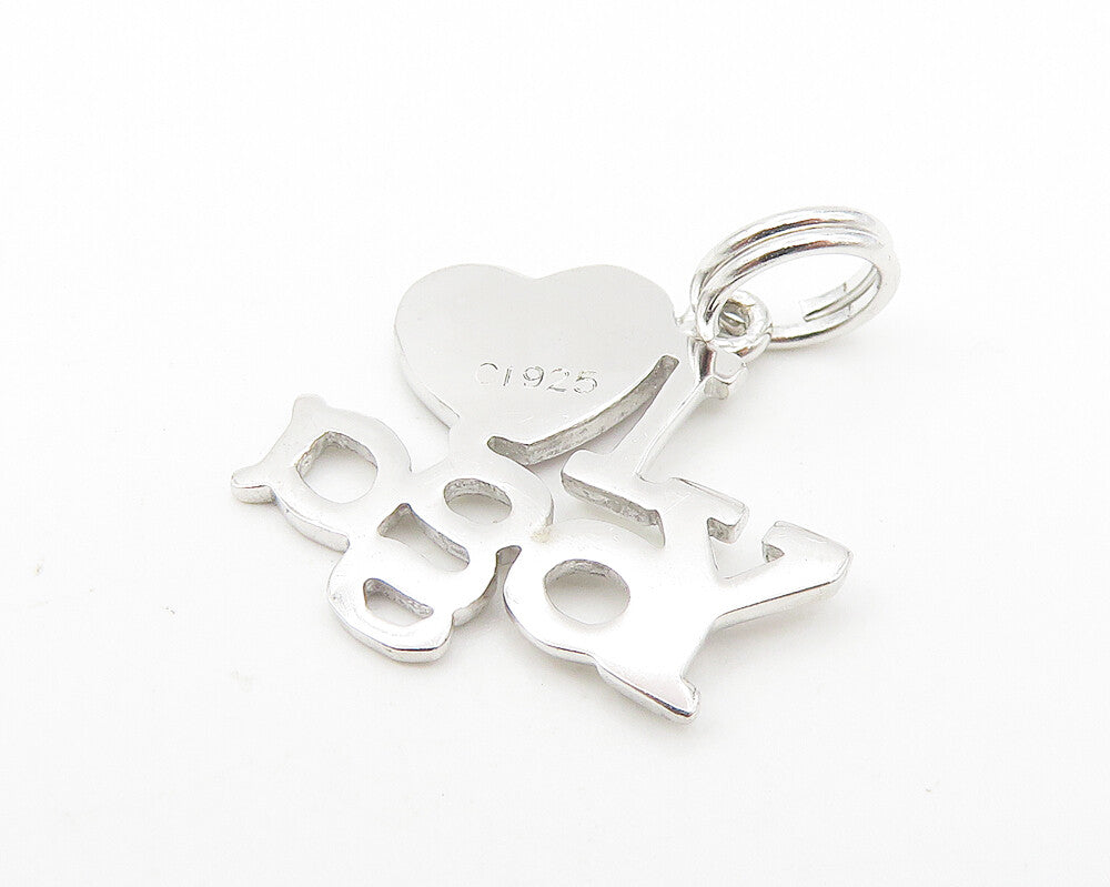 925 Sterling Silver  Shiny Enamel Detail I Love Yoga Drop Pendant  PT9100