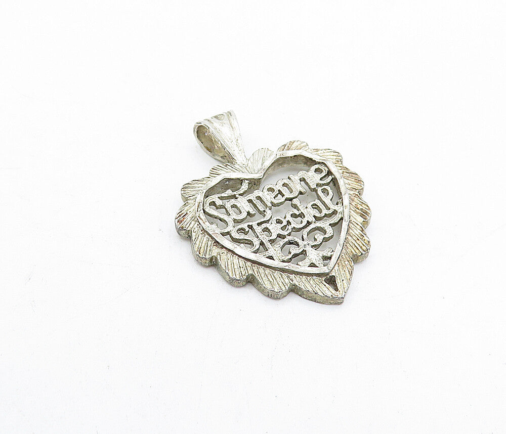 PERU 925 Sterling Silver  Vintage Someone Special Love Heart Pendant  PT3603