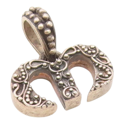 925 Sterling Silver  Vintage Oxidized Swirl Detail Drop Pendant  PT16004