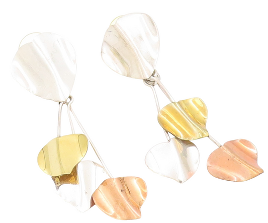 925 Sterling Silver Vintage Earrings MEXICO Multi Colored Shell Dangles  EG13676