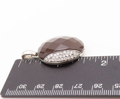 925 Sterling Silver Vintage Pendant Gemstone & CZ Designer Inlay  PT24055