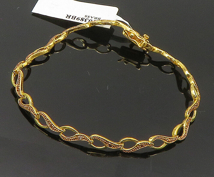 Gold Over 925 Sterling Silver Genuine Diamond Two Tone Tennis Bracelet BT1089