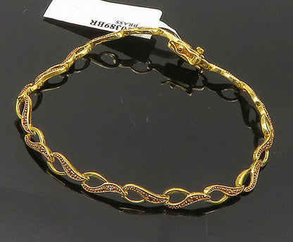 Gold Over 925 Sterling Silver Genuine Diamond Two Tone Tennis Bracelet BT1089