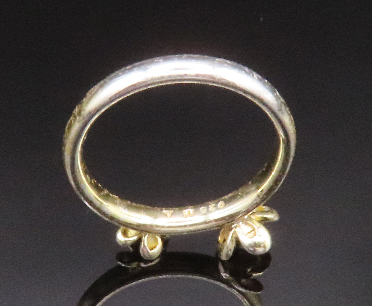 SPINNING 925 Silver  Vintage Cubic Zirconia Double Flower Ring Sz 7  RG25092