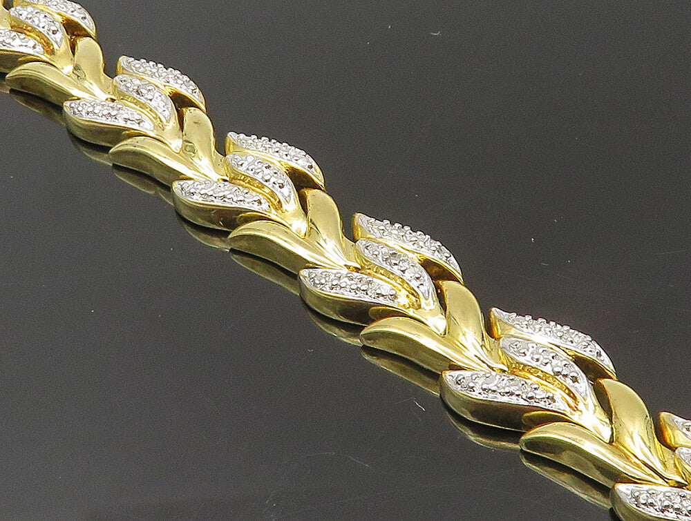 ROSS SIMON 925 Sterling Silver  Genuine Diamonds 2 Tone Chain Bracelet  BT1204