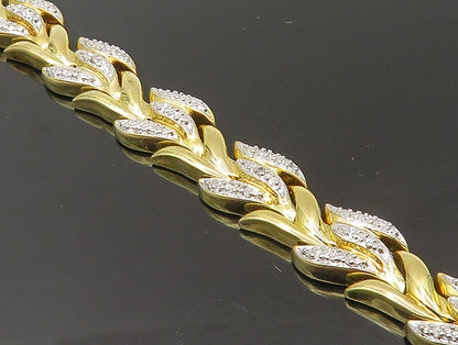 ROSS SIMON 925 Sterling Silver  Genuine Diamonds 2 Tone Chain Bracelet  BT1204