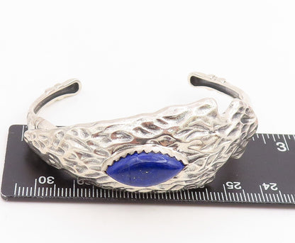 925 Sterling Silver Vintage Bracelet Marquise Cut Lapis Lazuli Arrowhead BT11842
