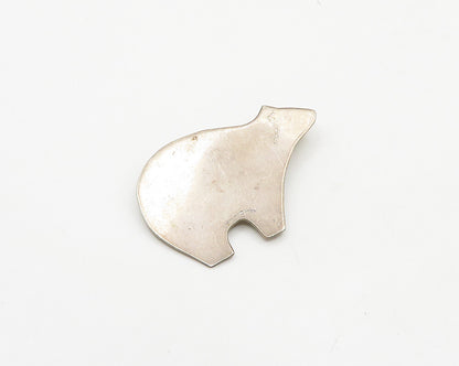 NALDO 925 Sterling Silver  Vintage Smooth Bear Silhouette Brooch Pin  BP7356