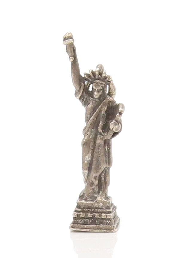 925 Sterling Silver Vintage Pendant Mini Solid Carved Statue Of Liberty  PT22589