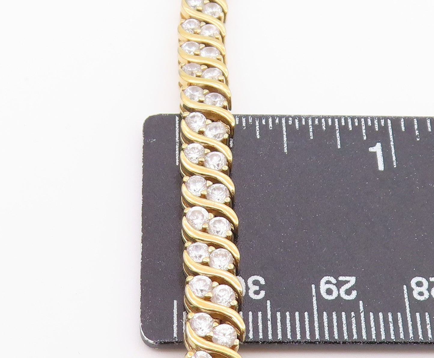925 Sterling Silver  Petite Topaz Gold Plated Swirl Chain Bracelet  BT5244