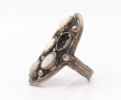 925 Sterling Silver Vintage Ring NAVAJO ZUNI Cat's Eye Inlay  Sz 7.5  RG32388