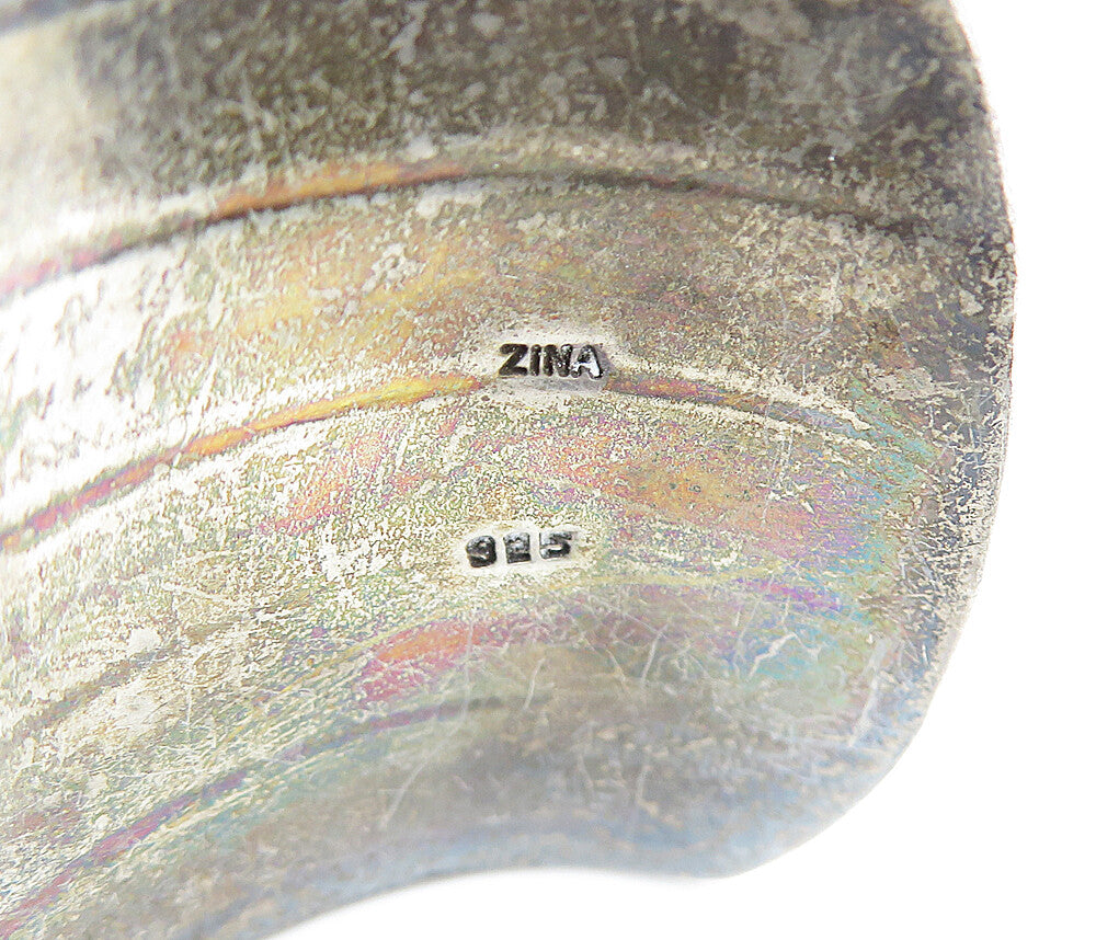 ZINA 925 Sterling Silver  Vintage Large Dark Tone Swirl Cuff Bracelet  BT1828