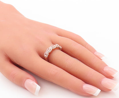 925 Sterling Silver Vintage Ring Rose Gold Plated Morganite & CZ  Sz 7  RG29830