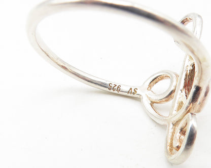 925 Sterling Silver  Marquise Cut Garnet Treble Clef Band Ring Sz 7  RG11322