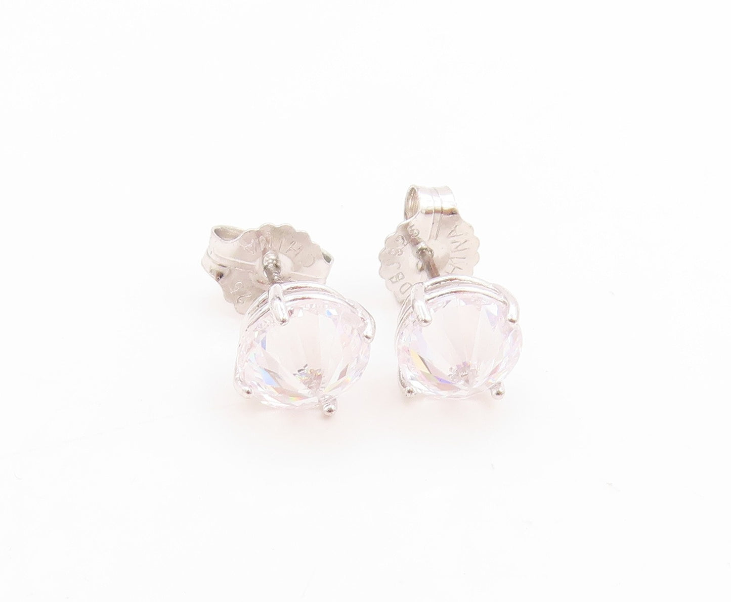 925 Sterling Silver Vintage Earrings Upside Down CZ Minimalist Studs  EG14010