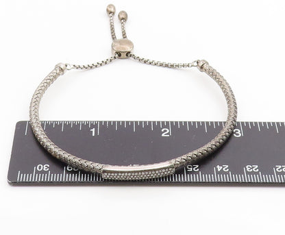 925 Sterling Silver Vintage Bracelet EFFY Real Diamonds Woven Bar Bangle BT11891