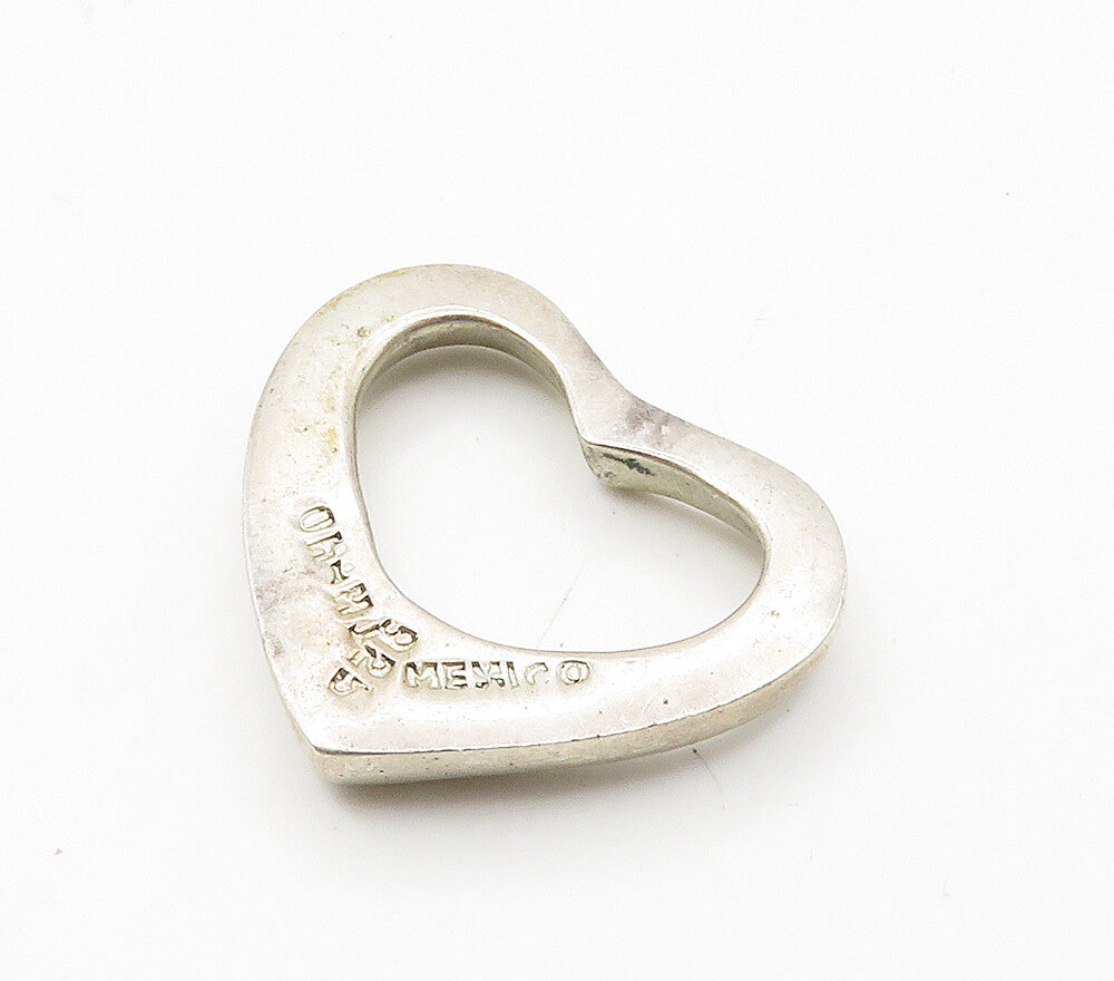 MEXICO 925 Sterling Silver  Vintage Minimalist Open Love Heart Pendant PT12221