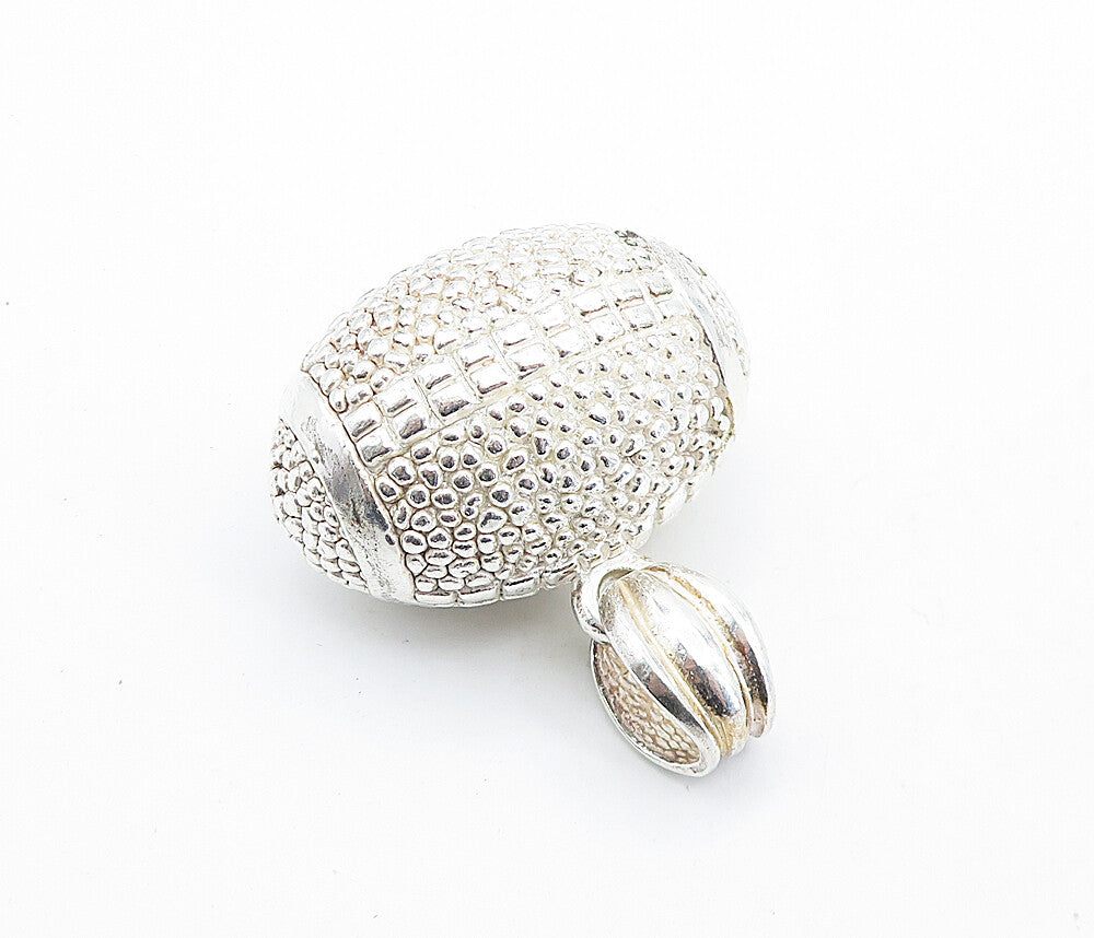 925 Sterling Silver  Vintage Shiny Hollow Football Motif Sport Pendant  PT4789