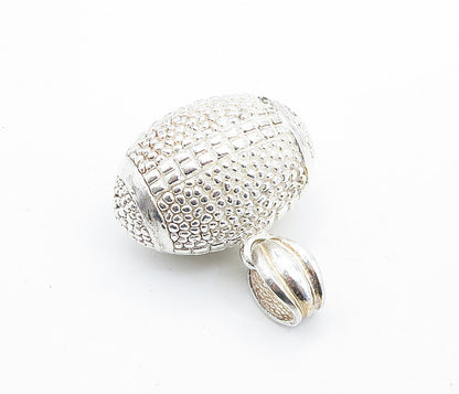 925 Sterling Silver  Vintage Shiny Hollow Football Motif Sport Pendant  PT4789