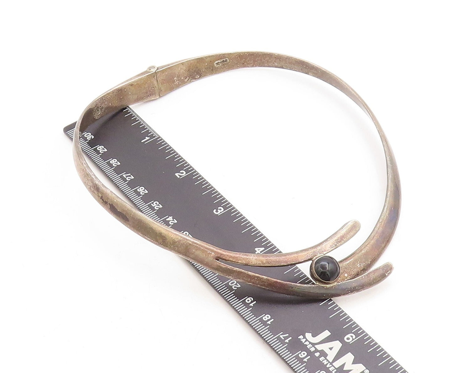 MEXICO 925 Sterling Silver  Vintage Black Onyx Bypass Collar Necklace  NE2189