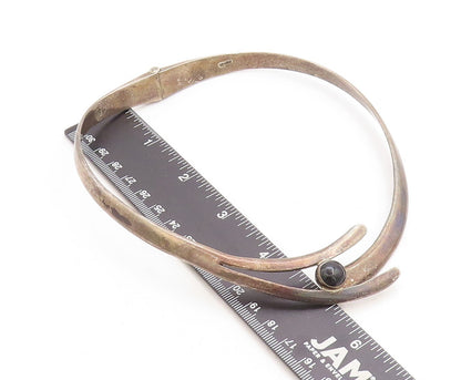 MEXICO 925 Sterling Silver  Vintage Black Onyx Bypass Collar Necklace  NE2189